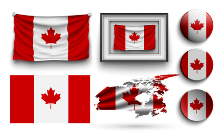 set of canada flags collection isolated on whiteのイラスト素材