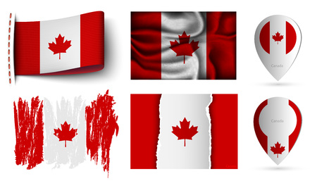 set of canada flags collection isolated on whiteの写真素材