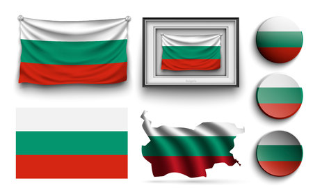 set of bulgaria flags collection isolated on whiteの写真素材