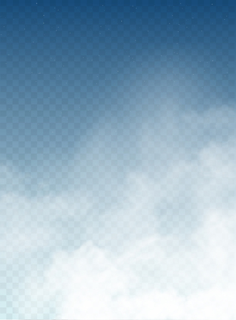 vector clouds and smoke on blue sky on transparentのイラスト素材