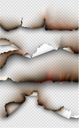 transparent design burning templates torn paper with fireのイラスト素材