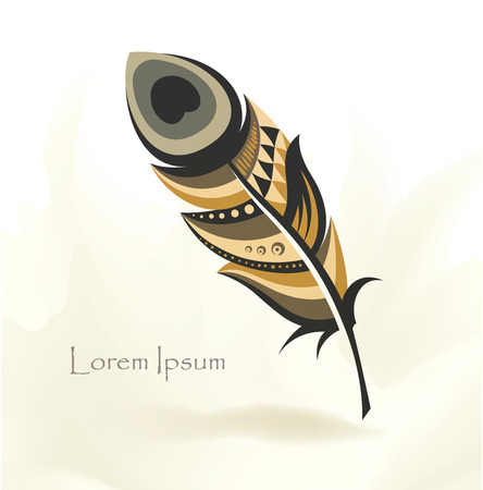 writing pen multicolored bird feather with place for textのイラスト素材