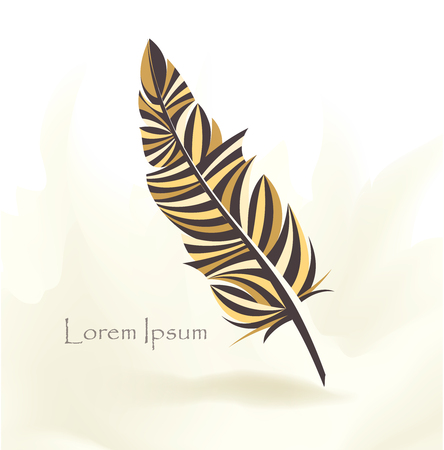 writing pen multicolored bird feather with place for textのイラスト素材