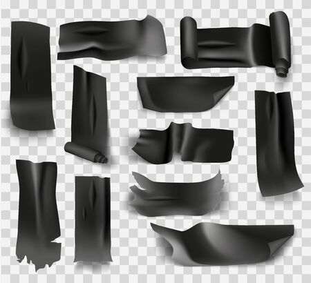 set of electrical tape adhesive black color and insulating tapeのイラスト素材