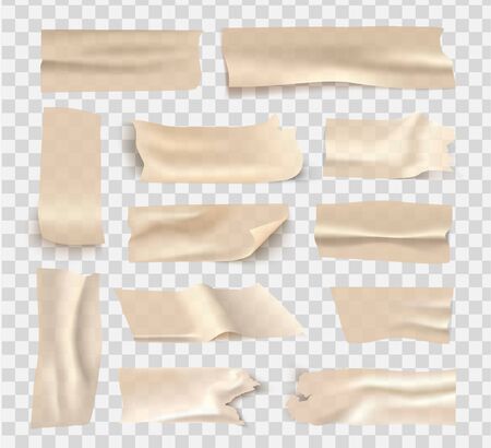 set of transparent brown adhesive tape and adhesive tapeのイラスト素材