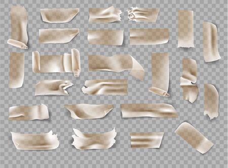 set of transparent brown adhesive tape and adhesive tapeのイラスト素材