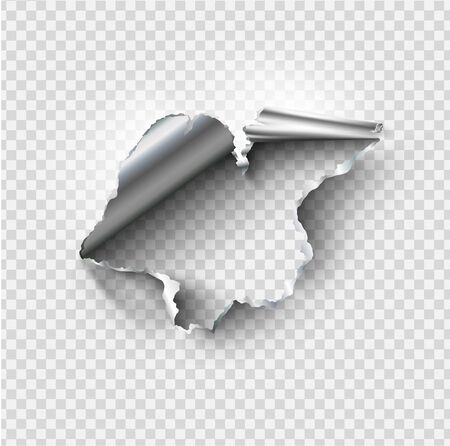 ragged Hole torn in ripped steel metal on transparentのイラスト素材