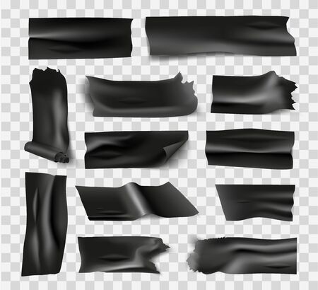 set of electrical tape adhesive black color and insulating tapeのイラスト素材