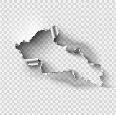 ragged Hole torn in ripped steel metal on transparentのイラスト素材
