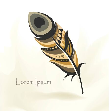 writing pen multicolored bird featherのイラスト素材