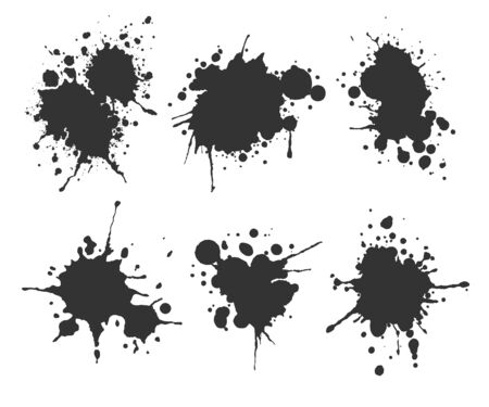 Illustrated ink spots set bloat collection in black and whiteのイラスト素材