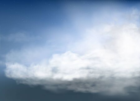 vector clouds and smoke on blue skyのイラスト素材