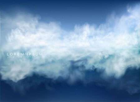 vector clouds and smoke on blue skyのイラスト素材