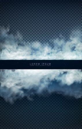 vector clouds and smoke on blue transparent backgroundのイラスト素材
