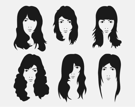 girl hairstyle and haircut with faceのイラスト素材