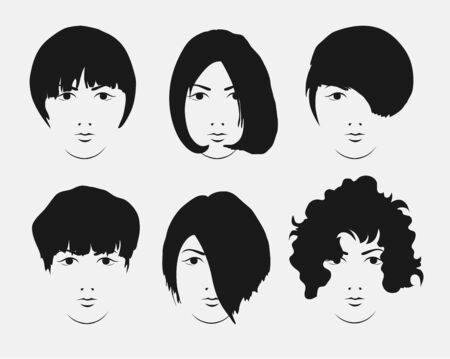 girl hairstyle and haircut with faceのイラスト素材
