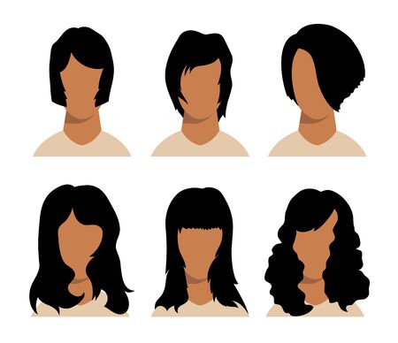 girls and mans hairstyles and haircut with faceのイラスト素材