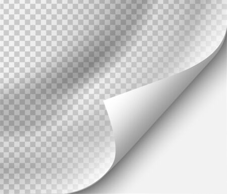 Page curl with shadow on blank sheet of paper for advertising and promotional message isolated on transparent backgroundの写真素材