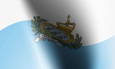 wave flag of country with shadow and glare in illustrationのイラスト素材
