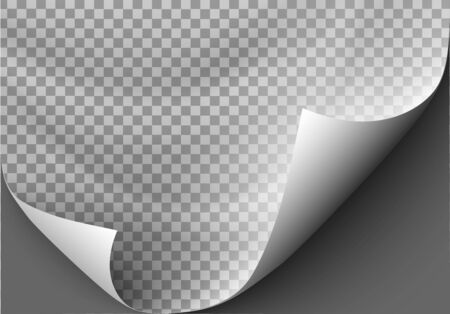 Page curl with shadow on blank sheet of paper for advertising and promotional message isolated on transparent backgroundのイラスト素材
