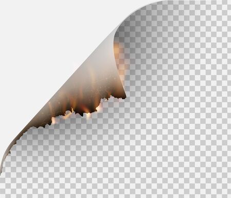 transparent design burning templates torn paper with fireのイラスト素材