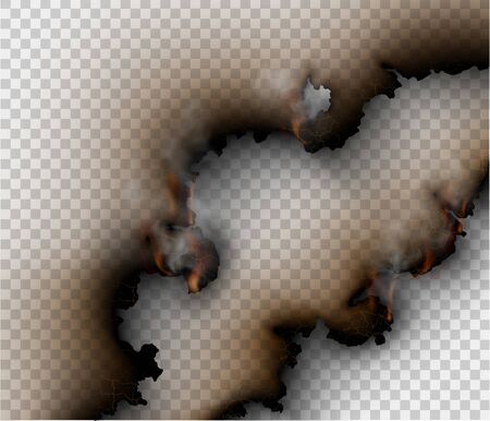design burning templates torn paper with fire on transparent backgroundの写真素材