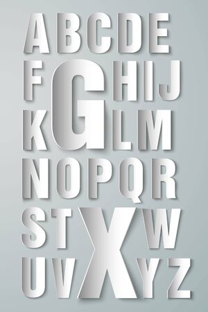 alphabet made of paper on white backgroundのイラスト素材