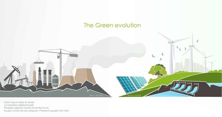 evolution of renewable energy concept of greening of the worldのイラスト素材