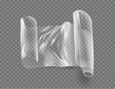 Close up vector on a plastic transparent cellophane bag on white background. The texture looks blank and shiny.のイラスト素材