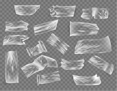 set of transparent adhesive tape and adhesive tape. Vector illustrationのイラスト素材
