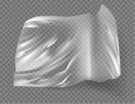 Close up vector on a plastic transparent cellophane bag on white background. The texture looks blank and shiny. Vector illustrationのイラスト素材