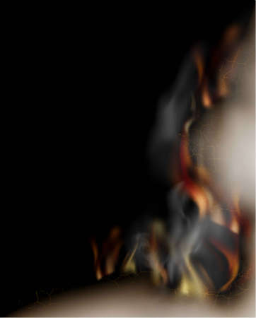 transparent design burning templates torn paper with fireのイラスト素材
