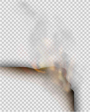 transparent design burning templates torn paper with fireのイラスト素材