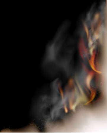 transparent design burning templates torn paper with fireのイラスト素材