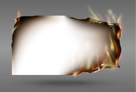 transparent design burning templates torn paper with fireのイラスト素材