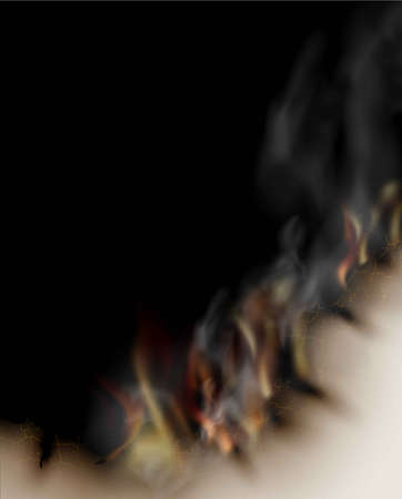 transparent design burning templates torn paper with fireのイラスト素材