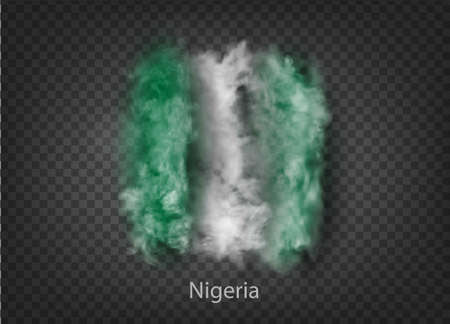 background of flag of nigeria smoke and clouds. Vector illustrationのイラスト素材
