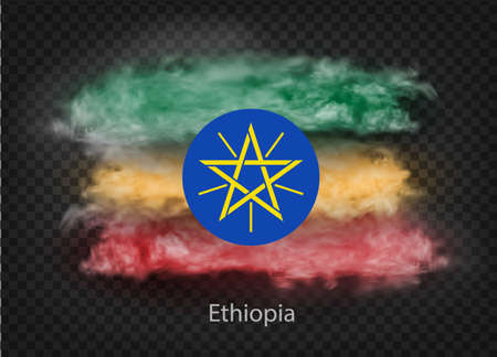 background of flag of ethiopia smoke and clouds. Vector illustrationのイラスト素材