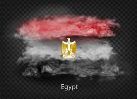background of flag of egypt smoke and clouds. Vector illustrationのイラスト素材