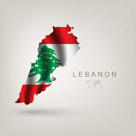 flag of Lebanon as the country with the shadowのイラスト素材