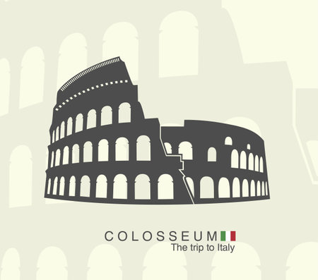 illustration of Roman amphitheater Colosseum in Italy. Vector illustrationのイラスト素材