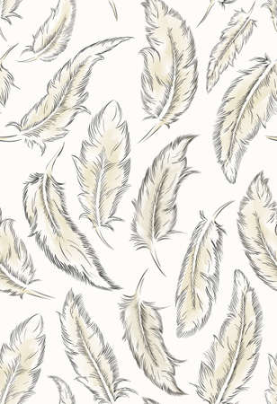 pastel seamless illustration of bird feathers for writing. Vector illustrationのイラスト素材