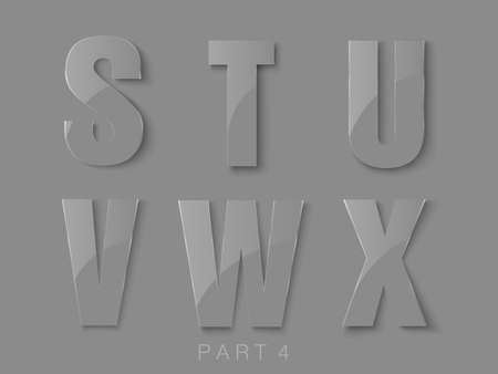 set of letters made of glass, transparent classic font. Vector illustrationのイラスト素材