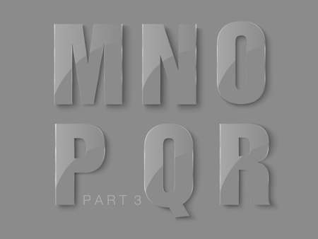 set of letters made of glass, transparent classic font. Vector illustrationのイラスト素材