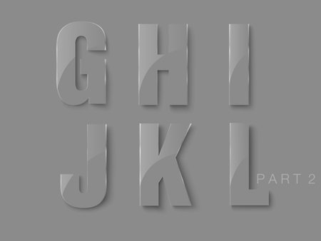 set of letters made of glass, transparent classic font. Vector illustrationのイラスト素材