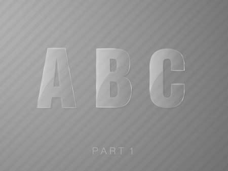 set of letters made of glass, transparent classic font. Vector illustrationのイラスト素材