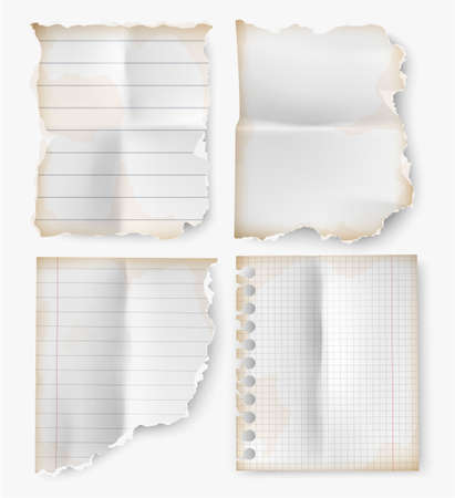 realistic vintage torn sheet of notebook paper. Vector illustrationのイラスト素材
