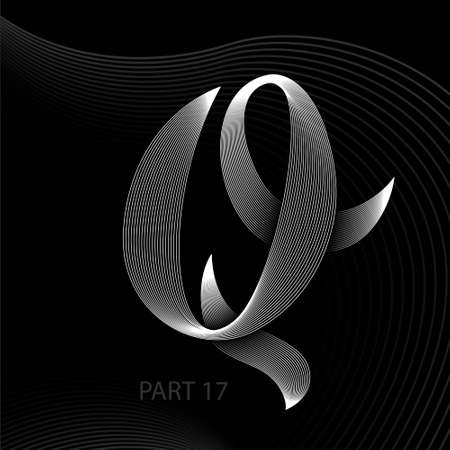 letter? of the lines with the shadows alphabet. Vector illustrationのイラスト素材
