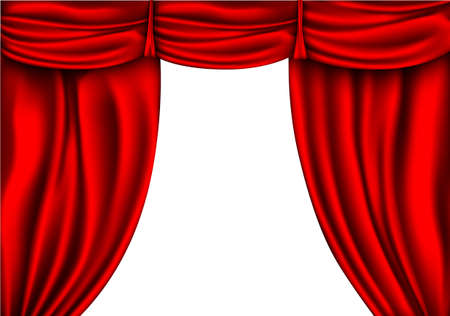 silk curtains red colors isolated on white background. Vector illustrationのイラスト素材