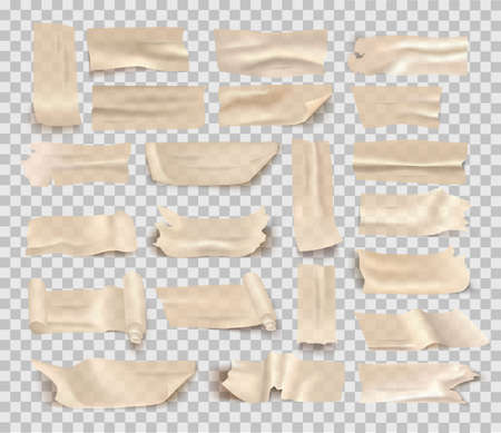 set of transparent adhesive tape and adhesive tape. Vector illustrationのイラスト素材